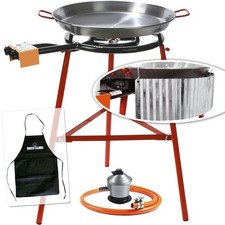 Kit paellero 50cm Garcima + paellera 55cm + soporte reforzado + paravientos ondu