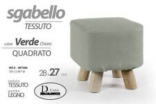 POUF SGABELLO POGGIAPIEDI QUADRATO MODERNO POUFF PIEDI LEGNO VELLUTO VERDE 27*28