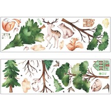 Adesivo murale tema animali pino cartone animato adesivo decorazione camera bambini