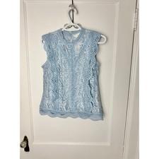 Adiva Blue Sleeveless Lace