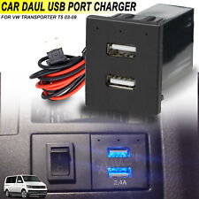 Per VW T5 Transporter Dual USB Caricabatteria Rapido Presa Luce Presa Auto/