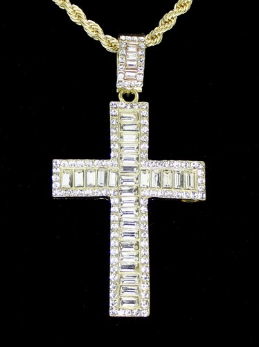 Ciondolo croce baguette