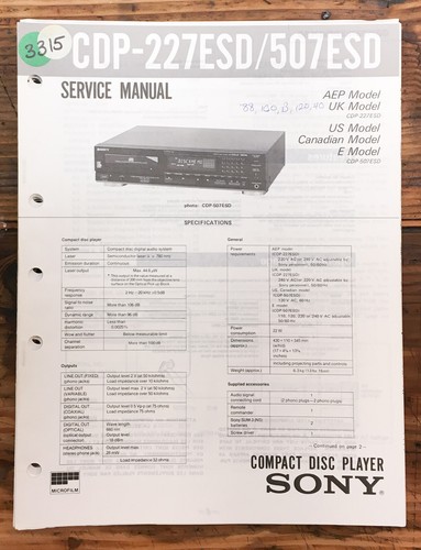 Sony cdp 227esd - sony, cdp-227esd