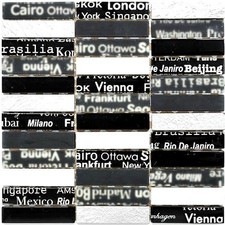 Mosaico vetro nero/argento mix di colori font design per muro: 87-39_b |1 foglio