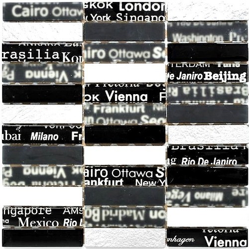 Mosaico vetro nero argento - mosaico, mix
