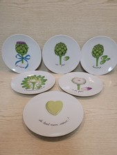 6 Piatti Carciofi Antipasto Limoges 7" Sologne France Peeling Stages Tartine 