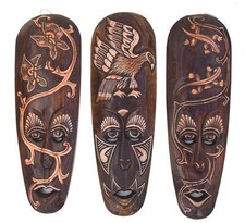 3 Maschere 50Cm Con Aquila Farfalla Geco Maschera Da Parete Maschere Africane