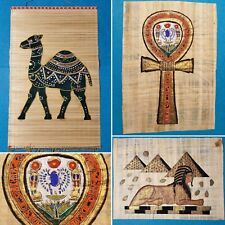 ORIGINALI ⭐ 2 Disegni d'antiquariato Antico Egitto su Papiro + Tendina in Bambù