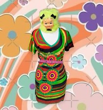 VTG Y2K DESIGUAL MINI DRESS CLUB RAVE MOD DISCO HIPPIE PSYCHEDELIC FLOWER NWT