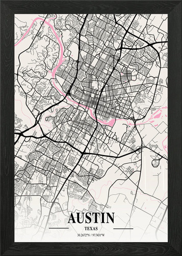 Austin neapolitan map framed - neapolitan,