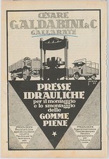 55488 - VINTAGE ITALIAN ADVERTISING from MAGAZINE: HYDRAULIC PRESS for TYRE 1923