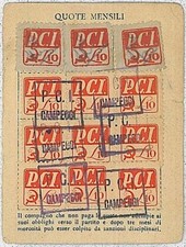 31029   TESSERA PARTITO COMUNISTA - anni 40 dopoguerra - BELLA!