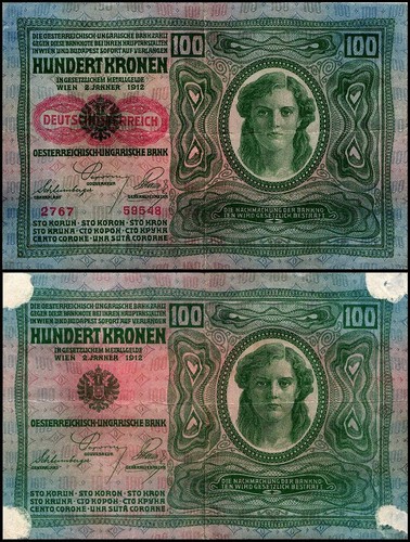 Austria 100 corone - 1912, (1919