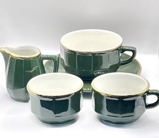 Set caffè Apilco francese / porcellana / bistrot verde e oro per 1 / vintage / ottime condizioni
