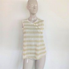 Top canotta elegante in mesh a righe colore avorio oro tg. S Souvenir Clubbing