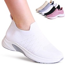 Donna Plateau Scarpe Basse Luce Pantofola da Ginnastica Infilare Maglia