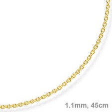 Catena Ancorata Rotonda In Oro Giallo 750, Collana, 45cm, Catena D'Oro