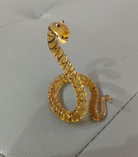 Serpente in vetro di Murano giallo striato di nero