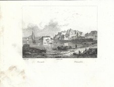Stampa antica POZZUOLI VEDUTA PANORAMICA Napoli 1835 Antique Print