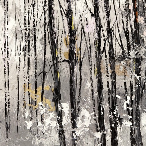 Quadro alberi bosco - quadro, neve