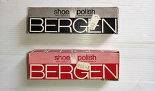 SCATOLA CARTONE BERGEN SHOE POLISH CREMA PER CALZATURE NERO e BORDEAUX VINTAGE