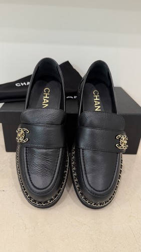 Mocassini chanel pelle nera - chanel, in
