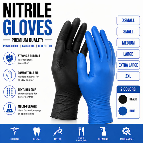 Guanti nitrile nero blu - nitrile,