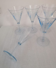 bicchieri calici da spumante cocktail vetro azzurro pz 5 vintage - (362)
