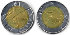 San marino 500 lire - san, 1990