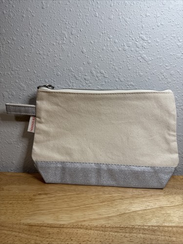 Borsa trucco tela - tela, argento