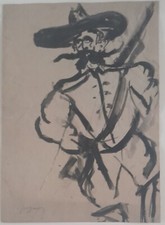 Luigi Spazzapan, inchiostro di china  su cartoncino, serie moschettieri e...