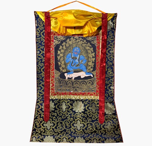 Zambala thangka nero - thangka, montato