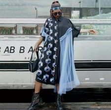 Abito Camicia Donna Nero Blu