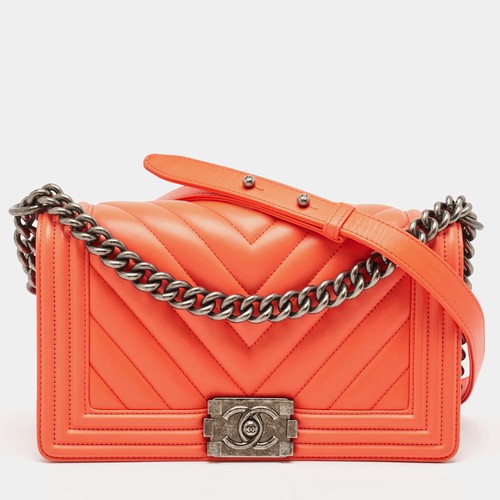 Borsa chanel arancione chevron - arancione,