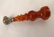 Sigillo In Agata Argento Massiccio Testa Di Cinghiale Monogramma XIX Secolo