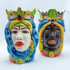 Ceramica artigianale di Caltagirone - Teste moresche africane siciliane 20H