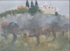 SCARDIGLI QUADRO DIPINTO AD OLIO PAESAGGIO COLLINARE #2 CM. 24 X 30