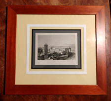 QUADRO STAMPA ANTICA ROM VEDUTA DI ROMA CAMPANILE CASTEL SANT'ANGELO FINE 800