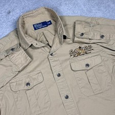 Polo Ralph Lauren uomo manica lunga bottoni fagiano ricamato camicia marrone M