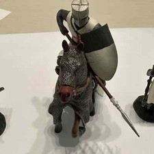 (CARCASSONE 1978 France) VINTAGE 3 TEMPLAR SCULPTURE UNIQUE HAND PAINTING