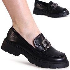 Scarpe Da Donna Halbschuhe Plateau Glitzer Slipper Chunky Loafer Slip On