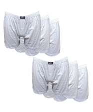 6 pezzi di boxer uomo in cotone 100% con apertura e bottone bianco disegno 6BXR_