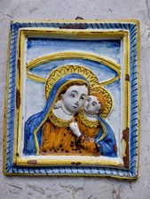 Madonna Con Bambino In Ceramica ,epoca Fine Del 1600.