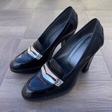 Hogan décolleté da donna taglia 36 scarpe tacco alto in pelle verniciata nera