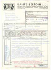 1962 GALLARATE (VA) - Dante BERTONI s.r.l. Fibra vulcanizzata - Preventivo