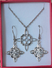 Nodo Della Strega collana e orecchini parure coordinato In Acciaio witch wicca