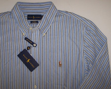 Polo Ralph Lauren HARBOR ISLAND BLU A RIGHE MAGLIA OXFORD nuova con etichette vestibilità slim XL