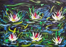 "Gigli d'acqua" omaggio a M.Schifano acrilico su tela cm.50x70,no Mario Schifano