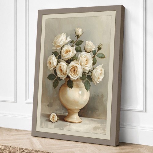 Rose vaso crema stampa - rose,