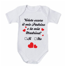 BODY BAMBINO/ BAMBINA  VOLETE ESSERE IL MIO PADRINO E LA MIA MADRINA COTONE BABY